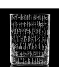 Vaso de Whisky de Vidrio Grabado con Runas Nórdicas 11oz 2