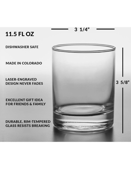 Vaso de Whisky de Vidrio Grabado con Runas Nórdicas 11oz