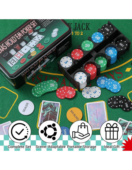 Juego de Póker Texas Holdem JolliLudo 200 Fichas y Accesorios