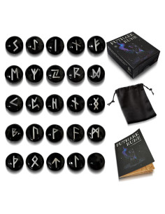Set de Runas Vikingas Tirmanaz - 25 Piezas con Guía y Bolsa