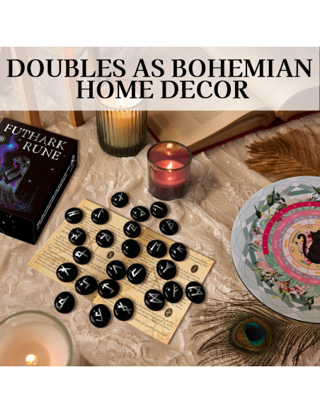 Set de Runas Vikingas Tirmanaz - 25 Piezas con Guía y Bolsa