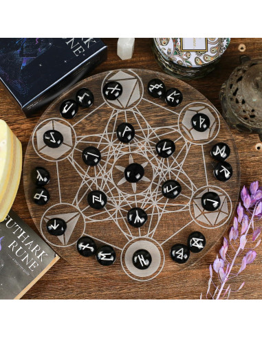 Set de Runas Vikingas Tirmanaz - 25 Piezas con Guía y Bolsa