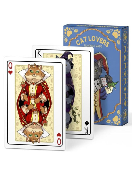 Baraja de Cartas Temática Gatos Medievales - 54 Cartas Impermeables