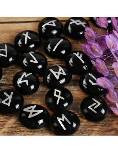 Set de Runas Vikingas Tirmanaz - 25 Piezas con Guía y Bolsa