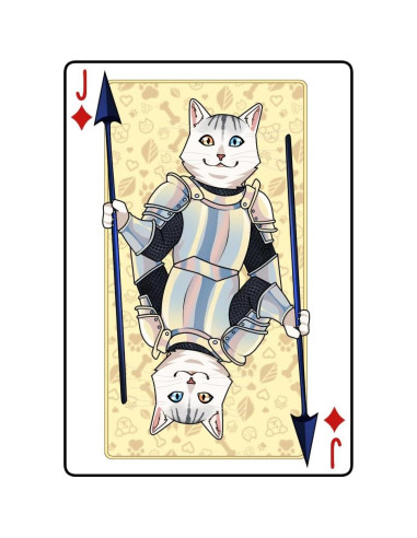 Baraja de Cartas Temática Gatos Medievales - 54 Cartas Impermeables