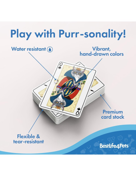 Baraja de Cartas Temática Gatos Medievales - 54 Cartas Impermeables