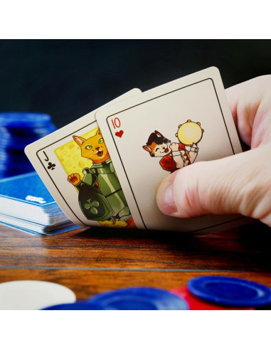 Baraja de Cartas Temática Gatos Medievales - 54 Cartas Impermeables