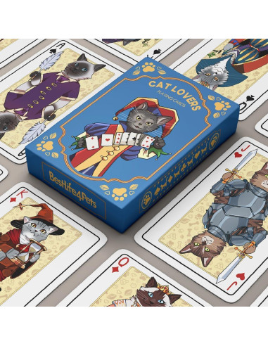 Baraja de Cartas Temática Gatos Medievales - 54 Cartas Impermeables