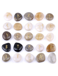 Conjunto de Piedras Rúnicas TGS Gems con Alfabeto Futhark