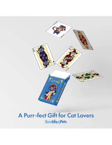 Baraja de Cartas Temática Gatos Medievales - 54 Cartas Impermeables