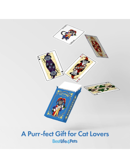 Baraja de Cartas Temática Gatos Medievales - 54 Cartas Impermeables