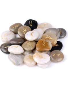 Conjunto de Piedras Rúnicas TGS Gems con Alfabeto Futhark 2