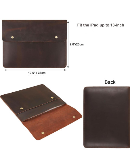 Funda de Piel DUKE&COW para iPad Pro 13" - Marrón Oscuro