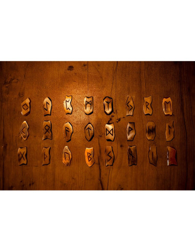 Juego de Runas Vikingas de Hueso con Tapete de Cuero Premium