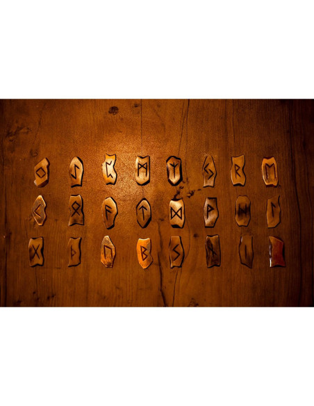 Juego de Runas Vikingas de Hueso con Tapete de Cuero Premium