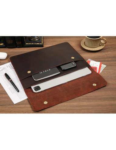 Funda de Piel DUKE&COW para iPad Pro 13" - Marrón Oscuro