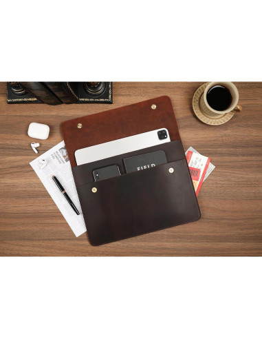 Funda de Piel DUKE&COW para iPad Pro 13" - Marrón Oscuro