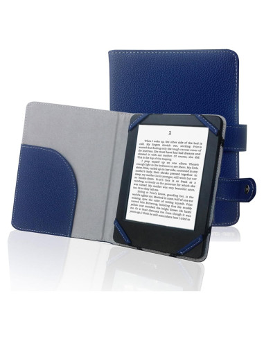 Funda de Libro de Cuero PU Azul para Lector de Ebook 6"