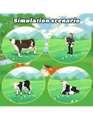 Figuritas de Vaca de Granja MEMOVAN 4pcs Juguetes Realistas