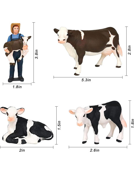 Figuritas de Vaca de Granja MEMOVAN 4pcs Juguetes Realistas Figuritas de Vaca de Granja MEMOVAN 4pcs Juguetes Realistas