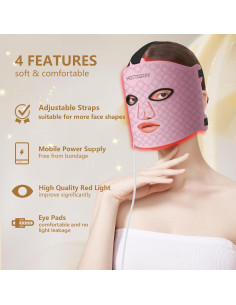 Máscara Facial LED Hottoerak Terapia Luz Roja 660nm 2