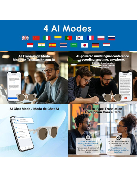 Gafas de sol inteligentes GetD con traducción AI y Bluetooth