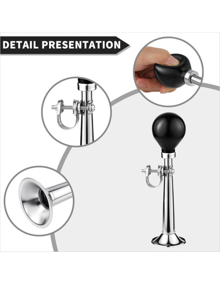 Timbre de bicicleta WHTCHSU clásico de metal 20 cm plateado