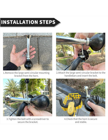 Timbre de bicicleta WHTCHSU clásico de metal 20 cm plateado