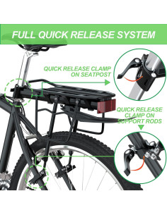 Portaequipajes Trasero de Bicicleta Reliancer 25kg Ajustable 2