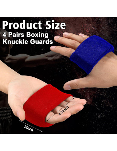 Sunnyray Protectores de Nudillos para Boxeo Gel 4 Pares Rojo Azul