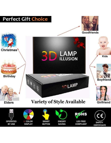 Lámpara de Noche 3D Guantes de Boxeo LED USB Control Remoto