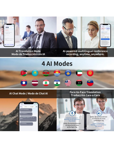 Gafas Inteligentes GS06-AI Oro con Traducción y Bluetooth