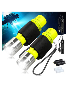 Linterna de Buceo Recargable NAKCNM IPX8 1200 Lúmenes 2 Pzs