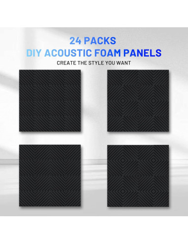 Focusound 24 Paneles de Espuma Acústica Aislantes de Sonido