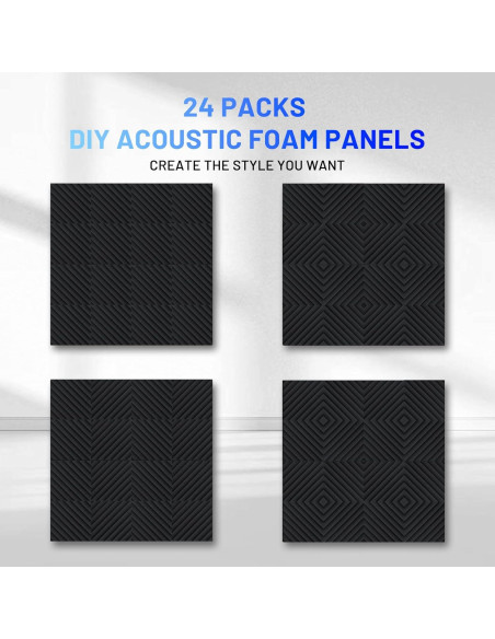 Focusound 24 Paneles de Espuma Acústica Aislantes de Sonido
