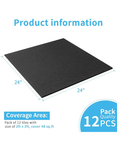 Azulejos Acústicos Art3d 12 Paneles 60x60cm Impermeables