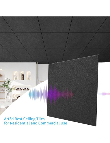 Azulejos Acústicos Art3d 12 Paneles 60x60cm Impermeables