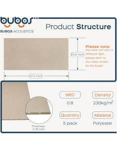 BUBOS Paneles Acústicos Grandes 120x60 cm 5 Piezas Camel 2 2