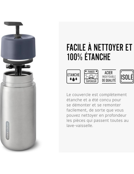 Taza de Viaje Aislada BLACK+BLUM 340ml Acero Inoxidable Pizarra