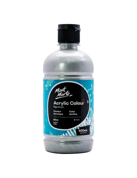 Juego de Pintura Acrílica Mont Marte Plata 500ml - 12 Colores