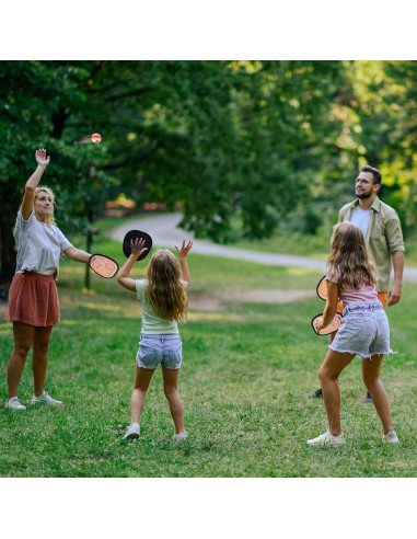 Juego de Lanzar y Atrapar Pelotas Qrooper 2 Palas 2 Pelotas