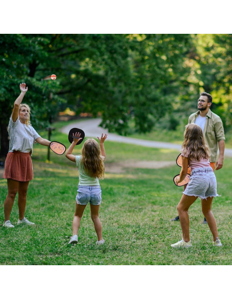 Juego de Lanzar y Atrapar Pelotas Qrooper 2 Palas 2 Pelotas