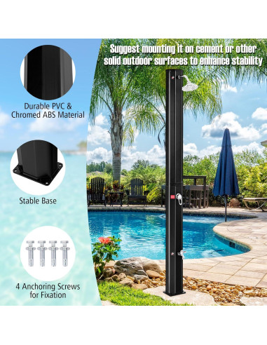 Ducha Exterior Solar Goplus 9.3 Galones 7.2 Pies Negra