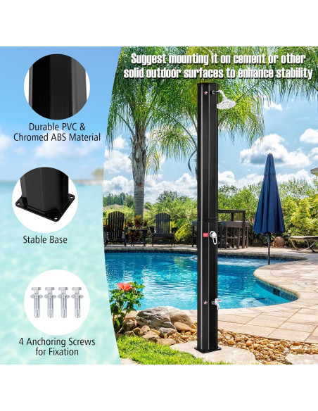 Ducha Exterior Solar Goplus 9.3 Galones 7.2 Pies Negra