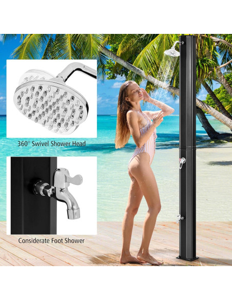 Ducha Exterior Solar Goplus 9.3 Galones 7.2 Pies Negra