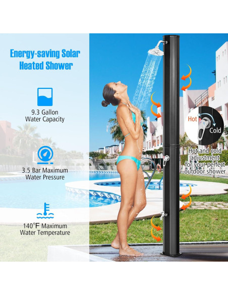 Ducha Exterior Solar Goplus 9.3 Galones 7.2 Pies Negra