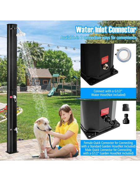 Ducha Exterior Solar Goplus 9.3 Galones 7.2 Pies Negra