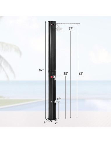 Ducha Exterior Solar Goplus 9.3 Galones 7.2 Pies Negra