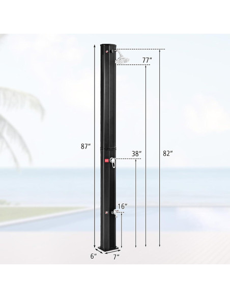 Ducha Exterior Solar Goplus 9.3 Galones 7.2 Pies Negra