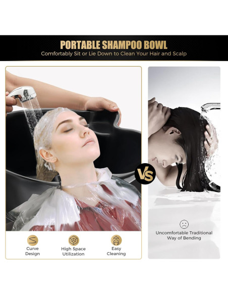 Lavabo de Champú Portátil BBinmine con 2 Cubos y Bomba Eléctrica